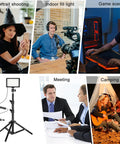 Collage of Two Pack Dimmable USB LED Video Lights 5600K with Adjustable Brightness and uses in different scenarios.