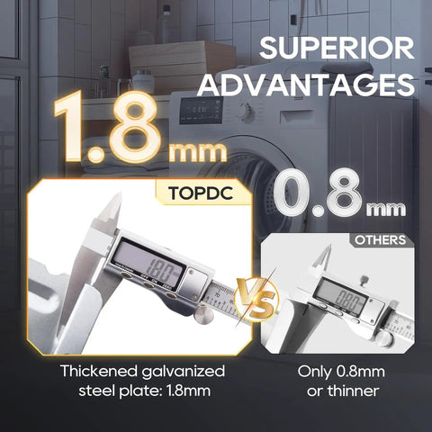 Digital caliper measuring thickness of galvanized steel plate, showing 1.8mm for 279838 Dryer Heating Element With Thermostat And Thermal Fuse Kit For Whirlpool Kenmore Maytag Amana Roper Admiral 70 80 Series 110 Model Replacement 2025 Upgraded Even Heat Longer Life Dope Install.