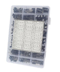 Must-Have 630Pcs Aluminum Electrolytic Capacitor Kit With 24 Values And High Precision For Repairs in organized storage box.