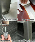 Solid As A Rock Stainless Steel Workbench With Dual Tier Shelves Smooth Rounded Edges Heavy Duty Prep Table showing full-weld process and easy cleaning.