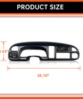 ECOTRIC Dodge Ram dashboard bezel cover, black plastic, front view with vents; fits 1998–2002 Ram 1500/2500/3500