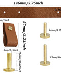 8 Pieces Leather Drawer Pulls Set With Brushed Gold Knobs For Cabinets And Furniture Dark Brown, Soft Leather Handles, dimensions shown