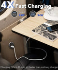 Top Shelf Aluminum 12V USB Outlet And Dual Port Fast Charging Car Charger with Type-C and USB ports in a car interior.