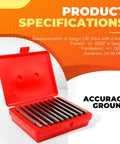 Ten Pairs One Eighth Inch By Six Inch Precision Parallel Steel Sets For Machinists Pro Grade Quality With Ultra Tight Plus Or Minus Two Ten Thousandths Inch Accuracy From Half Inch To One And Five Eighths Inch in red case