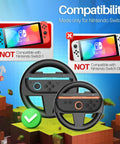 Switch 2 Steering Wheel Racing Accessory Kit For Mario Kart And Racing Games Dual Grip Handle Attachments For Joy Con Controllers Black Set Of Two Ergonomic Grip And Durable Construction For Comfortable Long Sessions compatibility image with non-compatible Nintendo Switch models