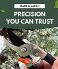 Japanese Made Bypass Pruning Shears for Serious Garden Work, 7.9 Inch Long, Fluorine Coated Blade in use on a tree