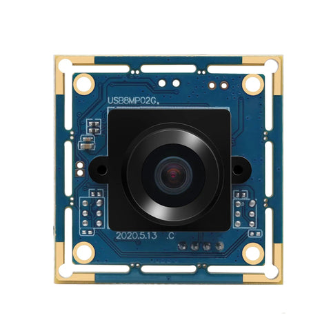 8MP USB Camera Module With 180 Degree Fisheye Lens for Machine Vision and Industrial Automation, front view showing lens and circuit board.