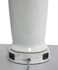 Base of a 25.75 Inch Farmhouse Ceramic Table Lamp Set of 2 with USB ports, part of a 3-way dimmable touch control set.