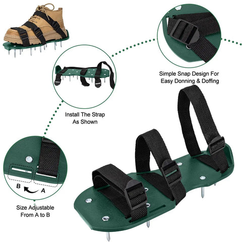 Lawn Aerator Shoes With Adjustable Straps And Heavy Duty Spikes For Grass Aeration In Your Yard Garden Or Patio One Size Fits All