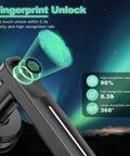 Fingerprint Door Lock With Handle Smart Biometric Keyless Entry No Key Needed One Tap Unlock In Zero Point Two Seconds Plus Backup Keys For Home Office Apartment Airbnb And Hotel Use showing fingerprint unlock and recognition rate details
