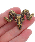 Front view of Brass Goat Head Cabinet Knob Pull Handle Vintage Animal Drawer Knob For Kitchen Cabinets And Dresser Rustic Metal Cupboard Hardware Durable Goat Head Design With Premium Craftsmanship Ideal Rustic Farmhouse Decor
