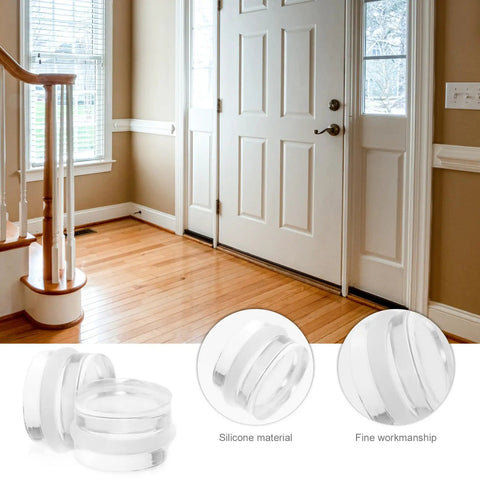 Two Pack Silicone Door Stopper Wedges in a home entrance to prevent finger injuries and door slams, protect floors with quiet cushions.