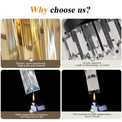 Comparison of durable crystal vs. acrylic materials for Modern Ceiling Light Fixture Mini Flush Mount Crystal Chandelier