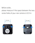 Universal Car Rear View Camera License Plate Bracket Mount With Upgraded Full Stainless Steel Construction detail showing 0.51-inch spacing between screw holes