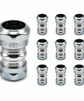 Heavy Duty 1/2 Inch EMT Compression Coupling Raintight Electrical Conduit Connector, zinc die cast, pack of 10.
