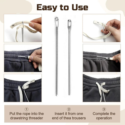 Steps to use 4 In 1 Drawstring Threader Tool Kit Stainless Steel Set With Spring Loaded Retriever And Safety Pins For Hoodies Shoes And Pants