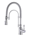 Ialtruistic 2-in-1 High Arc Pull Down Swivel Kitchen Faucet, Chrome with a flexible hose and traditional styling.
