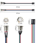 Metal Button Chassis Switch For DIY PC Case LED Power Button With 60cm Cable And 12mm Button Diameter ATX On Off Replacement