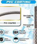 Turnbuckle Wire Tensioner Kit for Cable Railing, 150 feet of one-sixteenth inch stainless steel cable with PVC coating detail