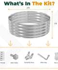 Galvanized Raised Garden Bed Kit 2x2x1 Ft Pack Of 3 Easy Assembly Outdoor Planter Boxes components displayed with dimensions