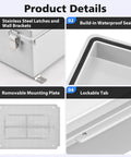 Product details of Outdoor IP67 Waterproof Junction Box With Mounting Plate And Clear Hinged Cover Built Tough For DIY Projects Rugged Weatherproof ABS Enclosure 7.9 By 3.9 By 2.8 Inches 200x100x70mm Wall Brackets