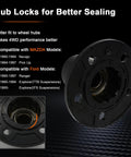 Manual Free Wheel Bearing Locking Hubs Replacement For Ford Explorer 1990-1994, Ford Ranger 1990-1997, Mazda Pickup 1994-1997, Navajo 1990-1994 AVM465HP 2 Piece Direct Fit Upgrade, black hub with internal components visible