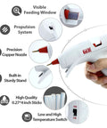 20W Dual Temperature Hot Glue Gun Kit With AntiDrip Long Fine Tip And 25 Glue Sticks showing features and design