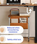 Adjustable Height Standing Desk With Four Memory Presets For Home Office Computer Workstation Natural Finish showing child lock feature.