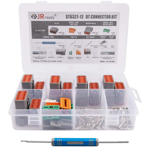 12 Pin DT Connector Kit For Trucks, Motorcycles, Off Road, Marine And Extreme Sports, 5 Sets Gray Waterproof Deutsch DT Plugs