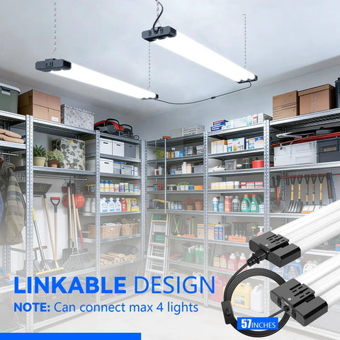 Installed LED Shop Light Four Foot With 3CCT Selectable 4000K 5000K 6500K Adjustable 30W 40W 50W 7500 LM in garage
