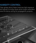 Heavy Duty Humidity Dome For Seed Starting And Cloning With 3mm Thick Clear Dome showing vented extensions and drip tray