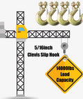 Top Shelf Grade 70 Clevis Slip Hooks With Safety Latch 5/16 Inch Heavy Duty Towing Gear Four Pack in construction setting.