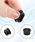 Silicone Top Hat Grommets 10 Pack For 3/4 Inch Drill Hole Waterproof Seal with hand demonstrating flexibility