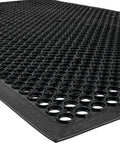 Anti-Fatigue 3 Ft by 10 Ft Rubber Floor Mat For Commercial Kitchens With Drainage Holes Beveled Edges Grippy Non-Slip Surface