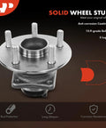 Front view of a 5-lug rear wheel hub assembly with ABS for Toyota Corolla Matrix Prius and Pontiac Vibe 2003 to 2008