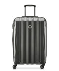 Luggage: DELSEY PARIS Helium Aero hardside with spinner wheels, brushed charcoal, 24-inch, front view.