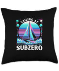 Ice Sailing Thrill Throw Pillow With Cold Weather Style for Ice Sailors and Frozen Lake Racers with vibrant sailing graphic
