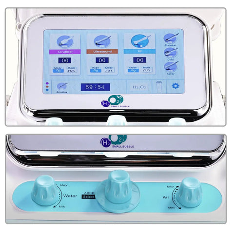 Close-up of control panel and knobs on 6 In 1 Facial Machine For At Home Spa Grade Skin Care Device with digital display