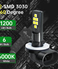 Super Bright Led Golf Cart Headlight Bulbs Fit Ezgo 1994 Plus Club Car Ds 1999 Plus Precedent 2004 Plus 12V showing 12 SMD 3030 design with 360 degree illumination.