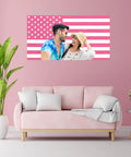 Personalized Pink American Flag 3x5ft Custom Flag With Photo And Text For Bedroom Dorm Living Room Wall Decor Dope Poster Style