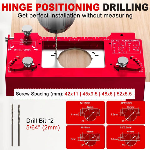 Metal Concealed Hinge Jig With Built In Screw Hole Guide for precise 35mm cabinet door hinge drilling and wider offset tool