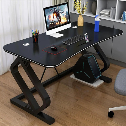 Modern Curved Computer Desk With Built In Phone Cup And Card Slots Multifunctional Gaming Table Standing Workstation For Home Office White 160cm, black finish, ergonomic design.