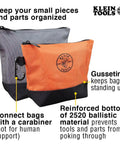 Utility Tool Bag Set With Stand Up Zipper Pouches Pro Grade Built Tough 1680D Ballistic Weave Reinforced Bottoms Easy Access