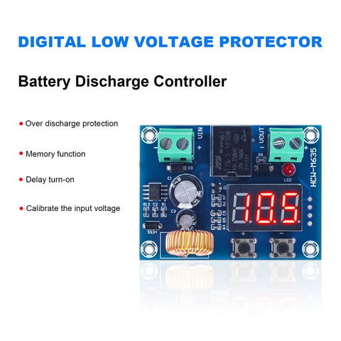 Straight Up Reliable Low Voltage Cutoff Relay Switch Automatic Battery Disconnect Protector Module For 12 To 36 Volt Lithium Lead Acid Solar Wind Kit Dual Pack, digital display battery discharge controller.