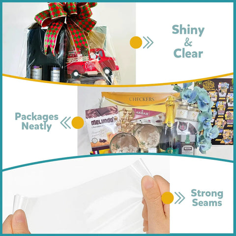 Crystal Clear Heat Shrink Wrap Bags for Gift Baskets 24x30 Inches, 10 Pack Large Size, Pro Level Gift Wrapping Made Easy, Shrink Quickly With Heat Gun Or Hair Dryer, Durable Crystal Clear Plastic For A Professional Finish gift basket wrap