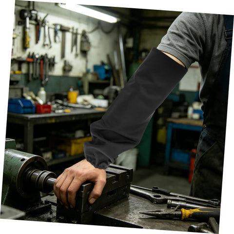 Heavy Duty Fireproof Welding Sleeves With Elastic Fit And Spatter Shield Abrasion Resistant Guard Keeps Arms Clean From Nasty Burns And Shop Grime For Tough Mechanic Grinds Black