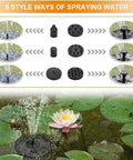 Floating Solar Fountain Pump With Eight Nozzles For Bird Bath And Pond, No Battery Needed Solar Powered Water Feature