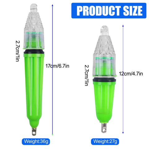Six Pack Colorful LED Underwater Fishing Lights Kit For Night Fishing, Waterproof Flashing Bait Lamps, two sizes, green option