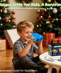 2 In 1 Kids Digital Microscope And Telescope With 1000X Magnification 10X Eyepiece 4K Imaging 2 Inch Screen Photo And Video Capture Built In Storage For 200 Shots Super Cool STEM Science Toy Gift For Ages 3 4 5 6 7 8 9 10 11 12, boy using blue handheld device