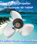 Stainless Steel Boat Outboard Propeller 13 By 19 Right Rotation 13 Spline Three Blade Fits Johnson Evinrude BRP Engines